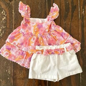 Haute Hippie 24 Months Girls Floral Top & Short Set